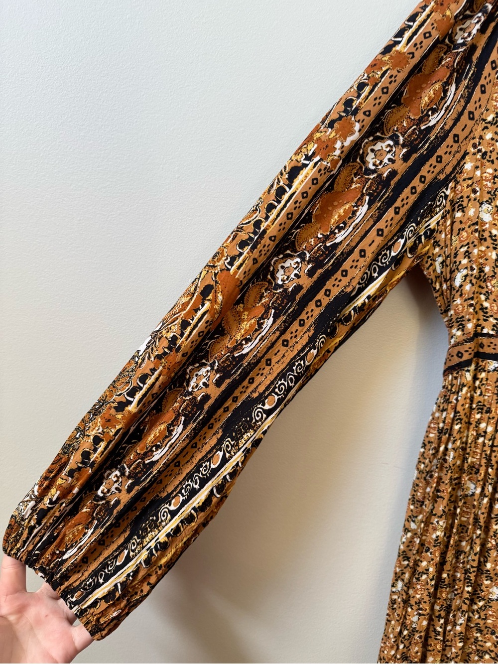 Free People Happy feelings printed boho maxi dress - golden brown floral - Picture 4 of 9